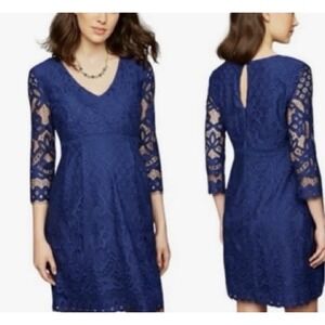 A Pea In The Pod Women's Small Maternity Dress Lined Navy Blue Lace